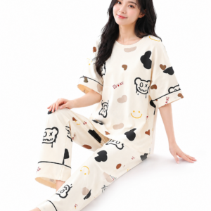 Women Printed Jersey Night Suit – Cute Bear & Cartoon Collection