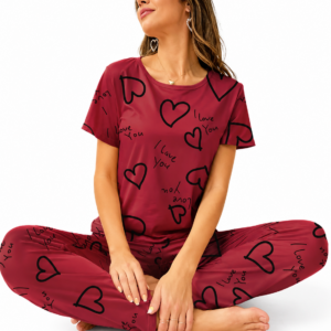 Women Printed Jersey Night Suit – Casual Graphic Collection