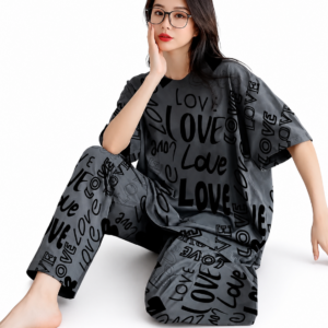 Women Printed Design Night Suit – Jersey Nightwear