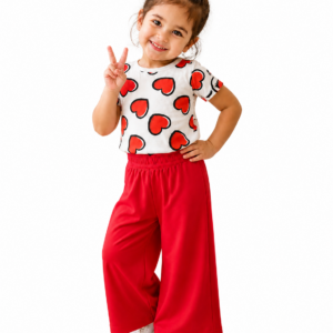 Girls Floral & Heart Printed Jersey Night Suit