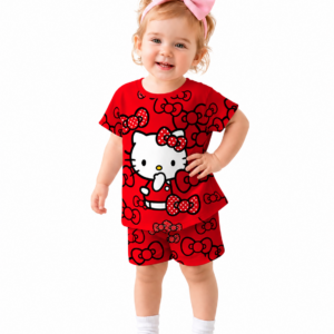 Kids Cartoon & Floral Printed Jersey Nightwear Set